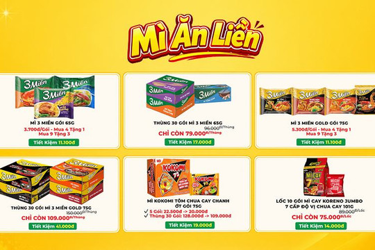 Mẹo mua mì gói tích trữ mùa mưa giá rẻ giảm sâu đến 41.000 đồng mỗi thùng