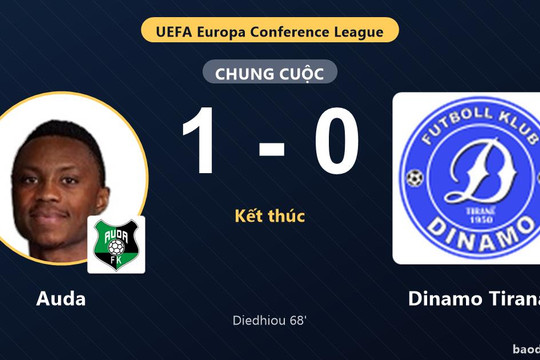 Diedhiou giúp Auda vượt qua Dinamo Tirana ở Conference League
