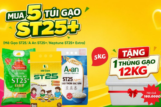 Bách hóa XANH giảm giá sâu gạo ST25 kèm quà tặng thùng đựng 12kg trong tháng 8