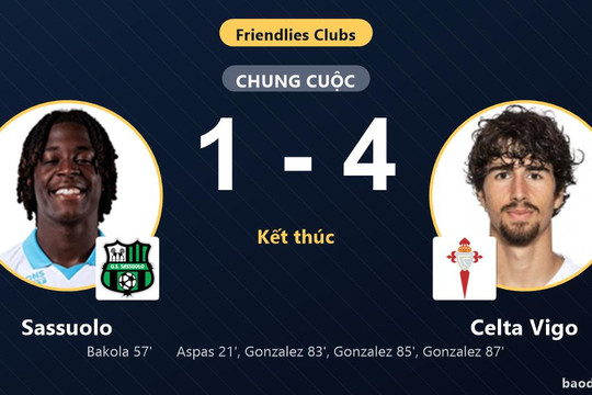 Celta Vigo thắng đậm Sassuolo, khép lại màn rượt đuổi ở giao hữu CLB