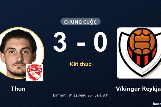 Thun hạ Víkingur Reykjavík 3-0 trong trận cầu Europa League