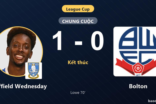 Đánh bại Bolton, Sheffield Wednesday giành vé đi tiếp tại League Cup, tiễn đối thủ rời giải