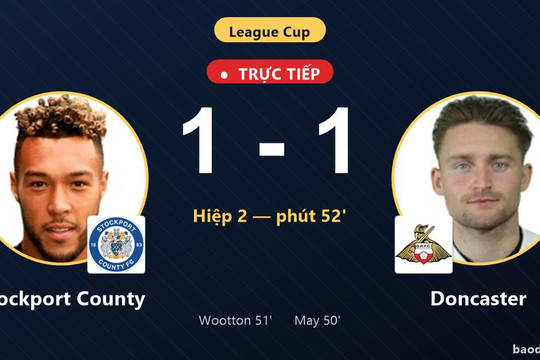 Trực tiếp Stockport County vs Doncaster: Stockport County gỡ hòa 1-1