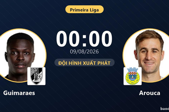 Trực tiếp Guimaraes vs Arouca: Đội hình xuất phát