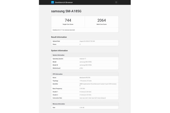 Rò rỉ Samsung Galaxy A18: Sự kết hợp giữa chip Helio G99 và hệ điều hành Android 17