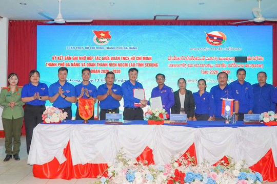 Thành đoàn Đà Nẵng và Tỉnh đoàn Sê Kông (Lào) ký kết Bản ghi nhớ hợp tác