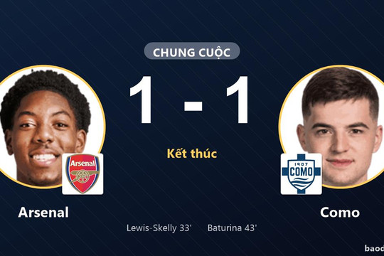 Lewis-Skelly ghi bàn, Arsenal chia điểm với Como trên sân Emirates