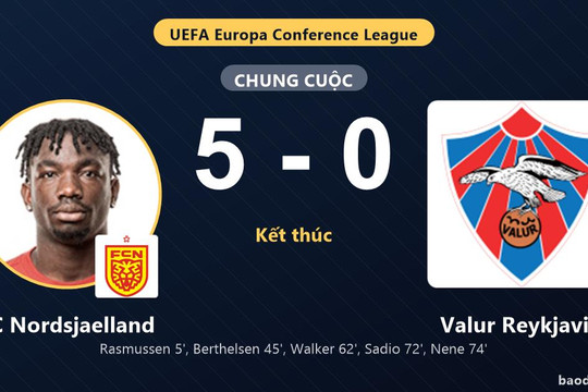 Vùi dập Valur Reykjavik 5-0, FC Nordsjaelland thăng hoa tại Conference League