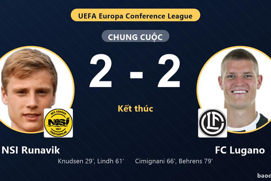 Dẫn trước hai bàn, NSI Runavik để FC Lugano cầm hòa ở Conference League