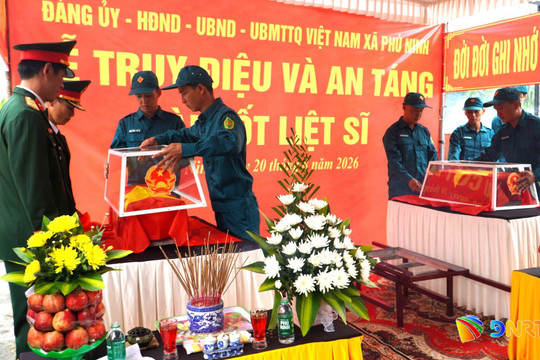 Xã Phú Ninh an táng 2 hài cốt liệt sĩ chưa xác định danh tính