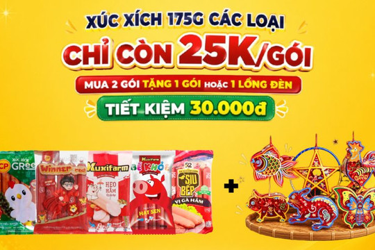 Mẹo săn ưu đãi xúc xích mua 2 tặng 1 kèm lồng đèn Trung Thu cho bé tại Bách hóa XANH