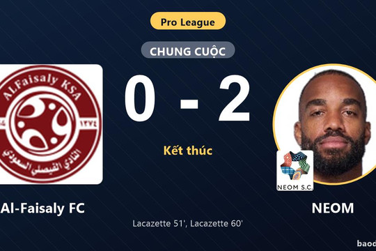 Hạ gục Al-Faisaly FC, NEOM vươn lên top 5 nhờ cú đúp của Lacazette