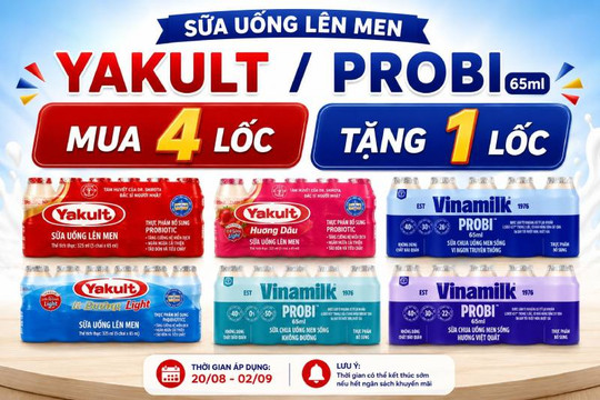 Cách săn ưu đãi mua 4 tặng 1 sữa chua uống men sống Yakult và Probi giúp bảo vệ tiêu hóa