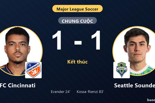 Hòa FC Cincinnati 1-1, Seattle Sounders chính thức giành vé vào vòng 1/16