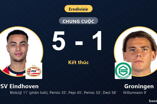 Ngược dòng đè bẹp Groningen 5-1, PSV Eindhoven vươn lên thứ 5 bảng xếp hạng