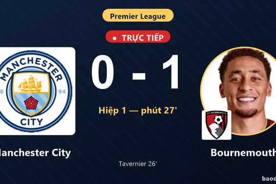 Trực tiếp Manchester City vs Bournemouth: Hiệp 2 bắt đầu, Bournemouth dẫn 1-0