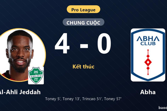 Toney tỏa sáng giúp Al-Ahli Jeddah đại thắng, đẩy Abha xuống nhóm cuối Pro League