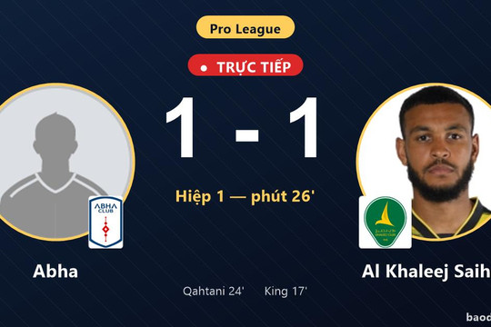 Trực tiếp Abha vs Al Khaleej Saihat: Abha gỡ hòa 1-1