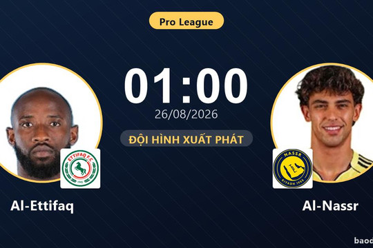 Trực tiếp Al-Ettifaq vs Al-Nassr: Đội hình xuất phát