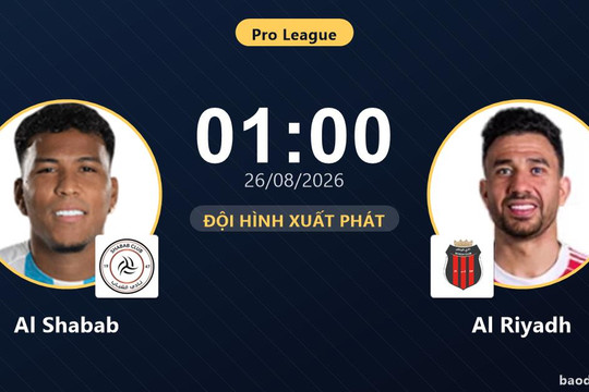 Trực tiếp Al Shabab vs Al Riyadh: Đội hình xuất phát