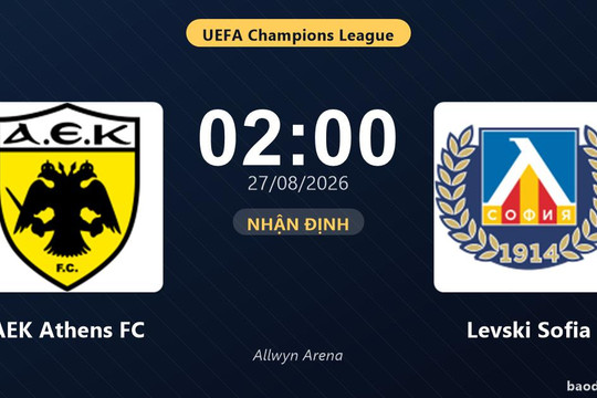 Nhận định AEK Athens FC vs Levski Sofia: Lượt về căng thẳng sau tỷ số 0-0