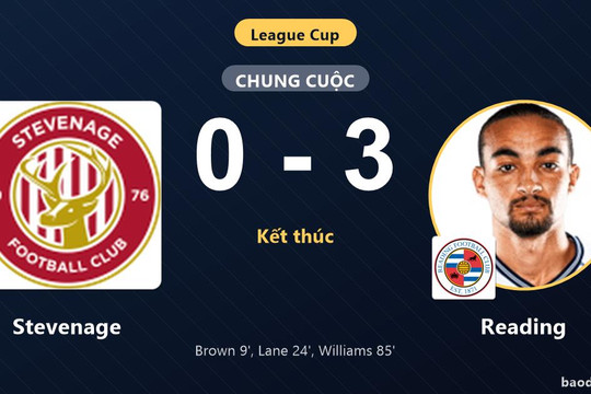 Đánh bại Stevenage 3-0, Reading giành vé đi tiếp và tiễn đối thủ rời League Cup