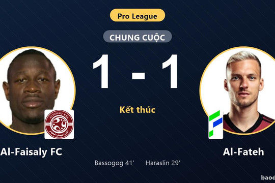 Chia điểm sau trận hòa 1-1, Al-Faisaly FC và Al-Fateh tiếp tục dậm chân ở nhóm cuối
