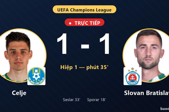 Trực tiếp Celje vs Slovan Bratislava: Bước vào hiệp phụ, hòa 1-1