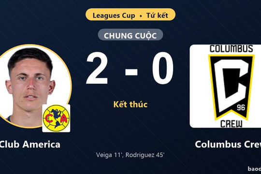 Hạ Columbus Crew 2-0, Club America giành vé vào bán kết Leagues Cup