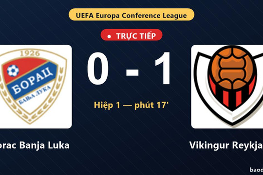Trực tiếp Borac Banja Luka vs Vikingur Reykjavik: Vikingur Reykjavik mở tỷ số