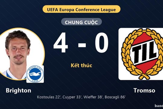 Đè bẹp Tromso 4-0, Brighton giành vé đi tiếp còn đối thủ bị loại
