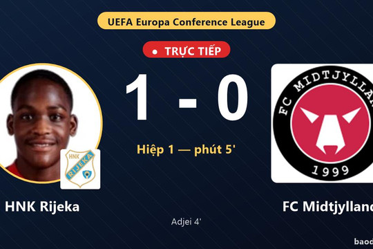Trực tiếp HNK Rijeka vs FC Midtjylland: HNK Rijeka mở tỷ số