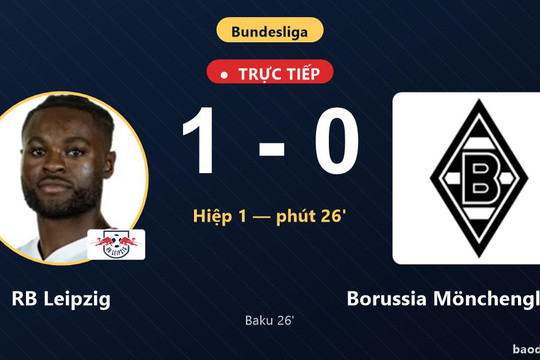 Trực tiếp RB Leipzig vs Borussia Mönchengladbach: RB Leipzig mở tỷ số