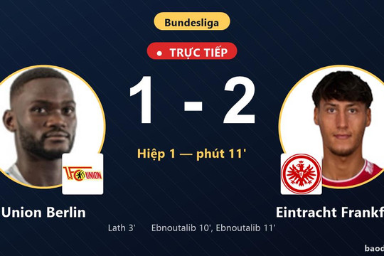 Trực tiếp Union Berlin vs Eintracht Frankfurt: Eintracht Frankfurt vượt lên dẫn trước