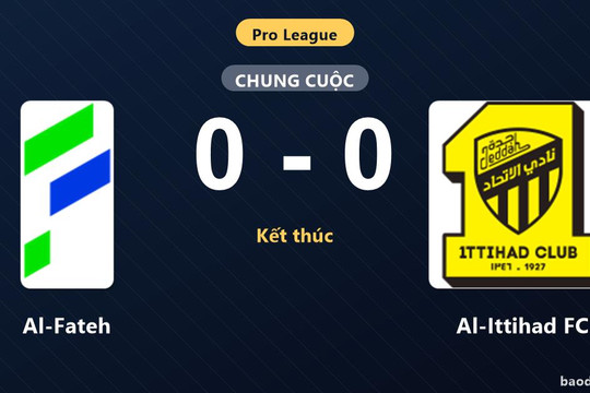 Bị Al-Fateh cầm chân không bàn thắng, Al-Ittihad FC lỡ đà bám đuổi ngôi đầu