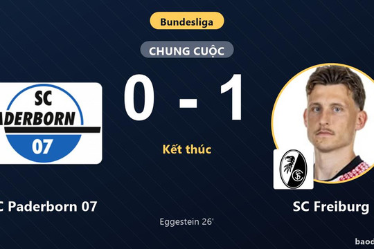 Hạ SC Paderborn 07 trên sân khách, SC Freiburg vươn lên nhì bảng Bundesliga