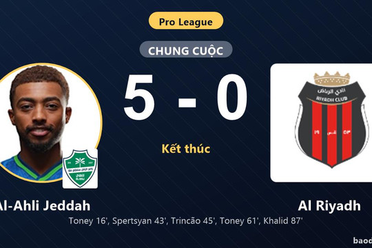 Đè bẹp Al Riyadh 5-0, Al-Ahli Jeddah vươn lên thứ 9 Pro League