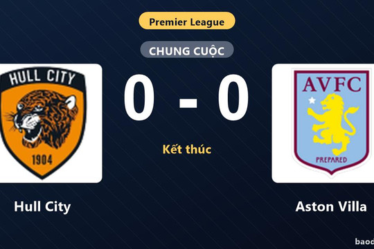 Hòa Aston Villa không bàn thắng, Hull City lỡ cơ hội áp sát ngôi đầu