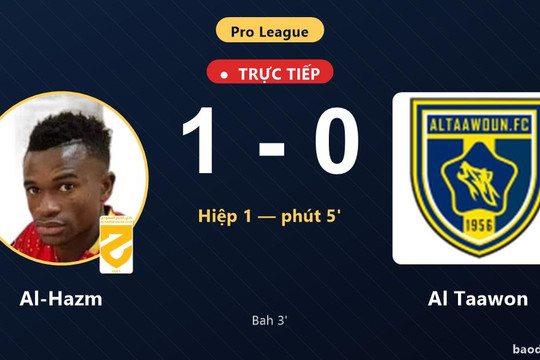 Trực tiếp Al-Hazm vs Al Taawon: Al-Hazm mở tỷ số