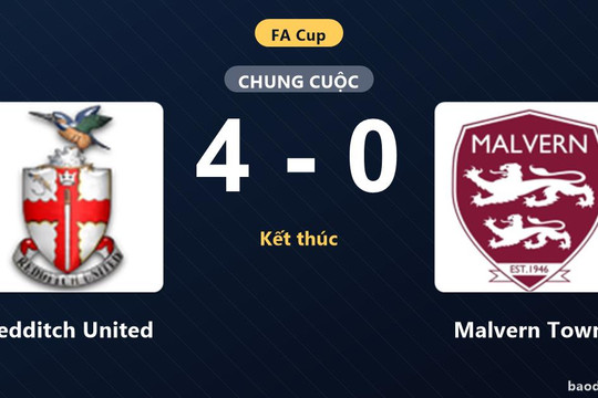 Redditch United thắng đậm Malvern Town ở trận đá lại FA Cup