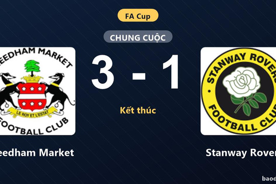 Needham Market đánh bại Stanway Rovers 3-1 tại vòng loại FA Cup