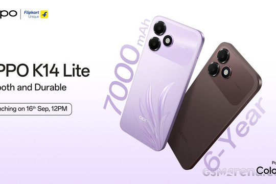 OPPO K14 Lite ấn định ngày ra mắt ngày 16/9 với viên pin 7.000 mAh cùng thiết kế trẻ trung