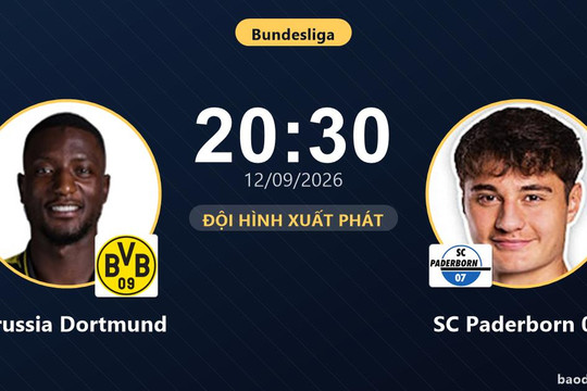 Trực tiếp Borussia Dortmund vs SC Paderborn 07: Đội hình xuất phát