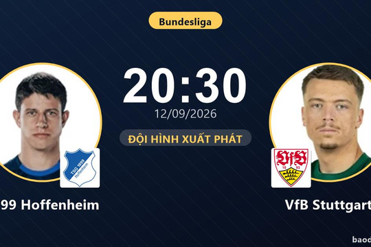 Trực tiếp 1899 Hoffenheim vs VfB Stuttgart: Đội hình xuất phát