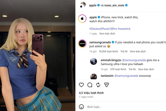 Samsung công khai bình luận khiêu khích Apple dưới bài đăng khoe iPhone 18 Pro của Rosé