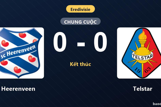 Chia điểm không bàn thắng, Heerenveen và Telstar ghìm chân nhau ở nửa dưới bảng xếp hạng