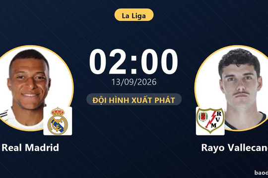 Trực tiếp Real Madrid vs Rayo Vallecano: Trận đấu đang diễn ra