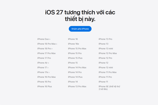 Apple chính thức phát hành iOS 27: Rào cản 12GB RAM phân hóa mạnh mẽ trải nghiệm Siri AI