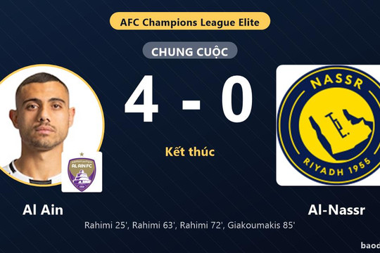 Vùi dập Al-Nassr 4-0, Al Ain khởi đầu mỹ mãn còn đối thủ chìm vào thất vọng