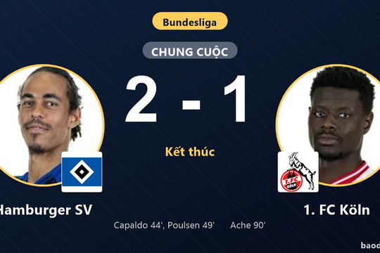 Hamburger SV hạ 1. FC Köln 2-1, nhen nhóm hy vọng thoát đáy bảng Bundesliga
